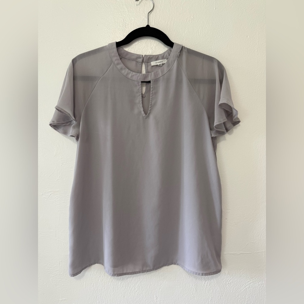 Pleione Light Gray Sheer Blouse - S